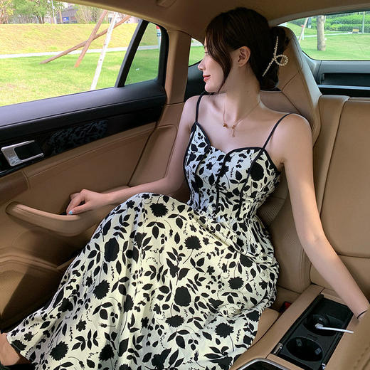 吊带连衣裙2022夏装新款法式碎花长裙200斤胖mm遮肚显瘦七夕情人节 商品图6