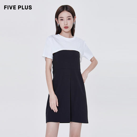 FIVE PLUS2022新款女夏装气质高腰吊带连衣裙女钻链短款裙子配T恤	2WN2081260 商品图0