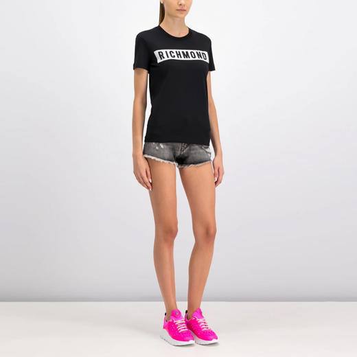 RICHMOND 女士棉质铆钉字母圆领短袖T恤 黑色 RWP19028TS BLACK 商品图3