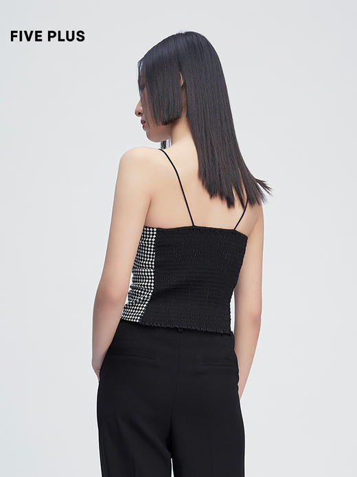 FIVE PLUS2022新款女夏装复古格纹针织背心女修身内搭小众吊带衫2WN2014370 商品图2