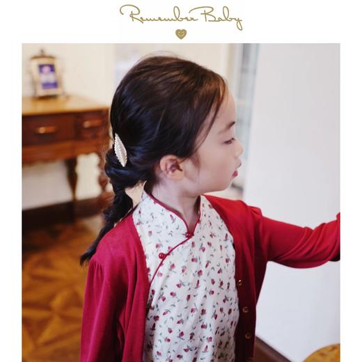 现货 / ART |  玫瑰红 康赛妮品牌纱线制 85%真丝15%羊绒 复古泡泡袖花边小开衫 商品图0