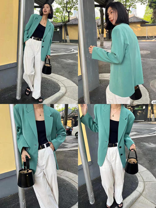 HIDEMI 氧气绿垂顺醋酸西装套装 商品图2