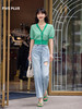 FIVE PLUS2022新款女夏装高腰直筒牛仔裤女心形挖空宽松阔腿裤长2WN2063140 商品缩略图4