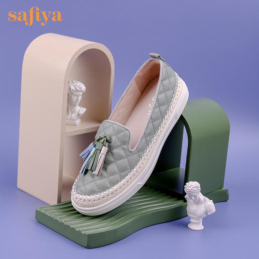 Safiya/索菲娅热销小香风菱格流苏单鞋2022新款舒适渔夫鞋SF23112007 商品图4