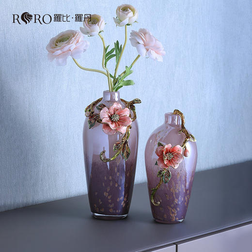 罗比罗丹珐琅彩旺富木槿花瓶创意客厅花器家居软装饰品 商品图2