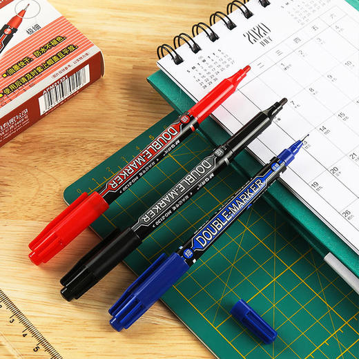 【仅供集采】晨光MG-2130文具 144支/包 记号笔 快干双头油性笔防水不褪色持久勾线笔办公商务专用会议标记涂鸦签字顺滑多功能彩色记号笔 商品图4