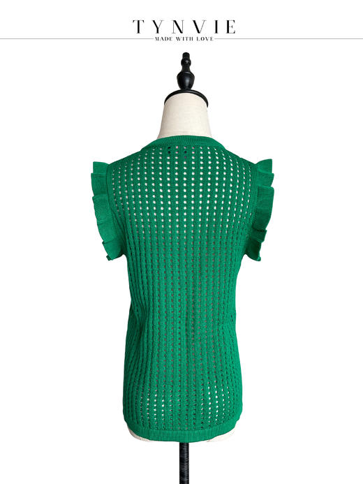 TYNVIE 镂空钩花针织背心-绿色 商品图3