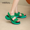 westory22年夏季新款轻奢真皮厚底魔术贴一字带休闲沙滩凉鞋W22BG61211 商品缩略图2