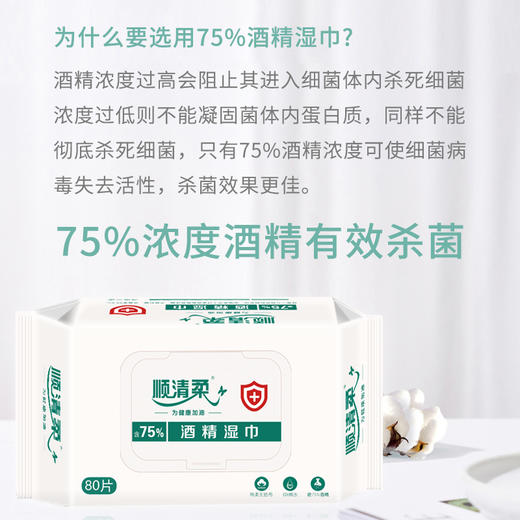 顺清柔80片75％酒精消毒湿巾 单包 商品图1