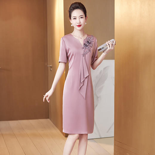 LC-2239夏装新款装连衣裙婚宴喜婆婆高贵优雅刺绣礼服连衣裙夏 商品图1