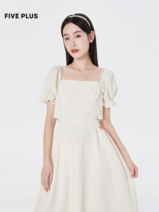 FIVE PLUS乔欣同款2022新款连衣裙夏高级感法式方领泡泡袖裙子女2WN2082200 商品图1