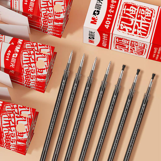 【仅供集采】晨光中性笔芯 240支/包 全针管0.5黑色水笔替芯按动式子弹头0.5mm碳素签字笔红蓝学生用考试专用办公商务水笔芯 商品图1