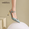 westory法式钻饰真皮细高跟尖头包头后空凉鞋W22AH54951 商品缩略图4