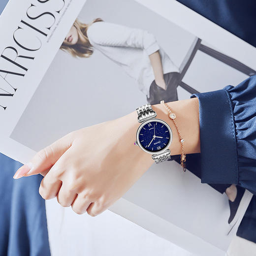 依波(EBOHR)手表 卡纳系列满天星钢带女士石英腕表3658 商品图3