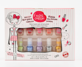 Mini Cosmo儿童指甲油唇膏套装女孩安全无味可剥可撕拉宝宝美甲