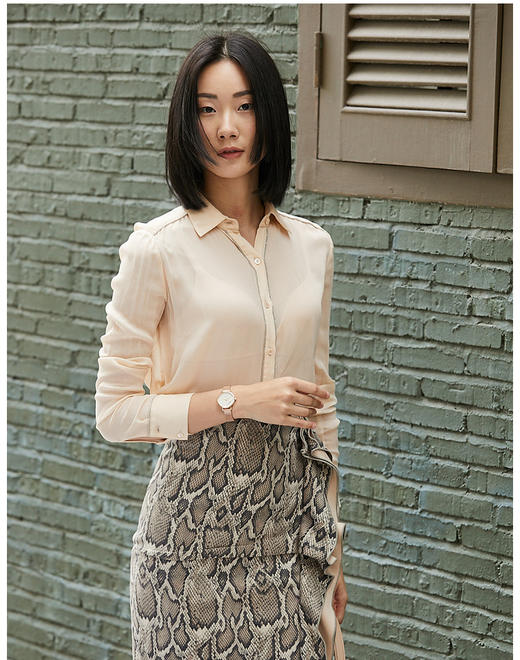 珠光镶嵌衬衫 J9233634颈袖添香衬衫女士装气质OL正装上衣修身衬衣J9233634（四季可穿） 商品图1