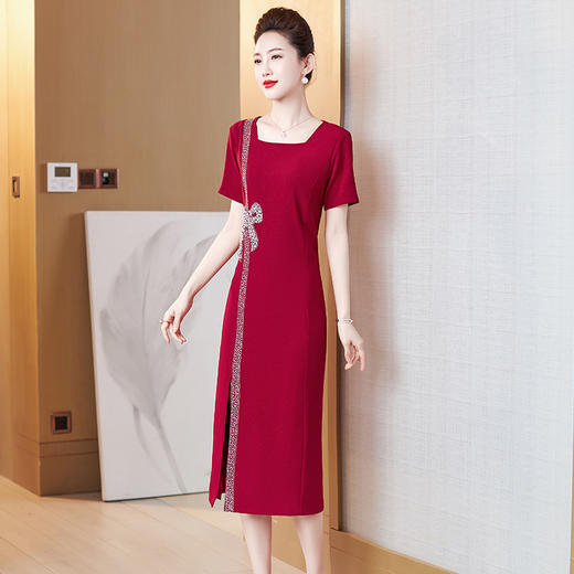 LC-2240新款连衣裙旗袍改良版喜婆婆婚宴礼服中长款连衣裙夏 商品图2