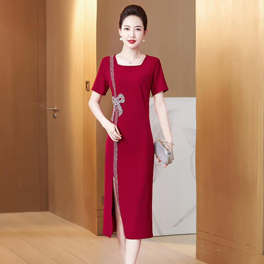 LC-2240新款连衣裙旗袍改良版喜婆婆婚宴礼服中长款连衣裙夏 商品图0