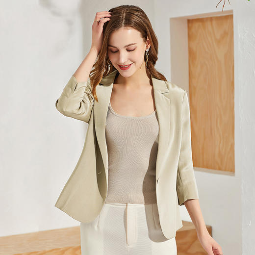 丁摩 高端货重磅30姆米真丝西装外套女薄款气质桑蚕丝西服上衣Q121078 商品图9