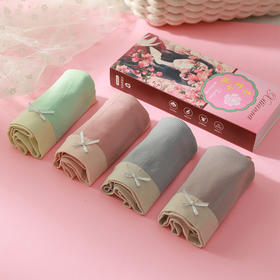 新款千金小姐中腰石墨烯抗菌三角裤每盒4条装 高弹无缝无痕少女学生棉内裤女