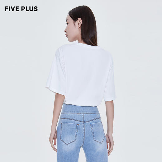 FIVE PLUS2022新款女夏装个性字母印花圆领T恤女宽松直筒套头衫潮2WN2023380 商品图3