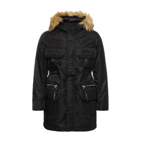 RICHMOND 男士棕色毛领连帽羽绒服 黑色 RMA19001PI BLACK