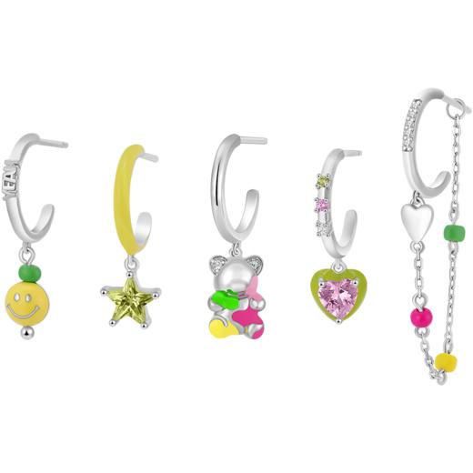 ZEGL设计师彩虹笑脸耳环女夏彩色小众设计感小熊爱心耳环银针耳饰 商品图2