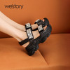 westory松糕厚底运动休闲水钻魔术贴凉鞋22年夏季新款ins潮W22BG61381 商品缩略图2