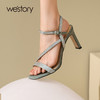 westory细高跟凉鞋夏季气质百搭一字扣仙女风单鞋W22BG61271 商品缩略图5
