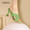 Westory2022年夏季新款编织后空复古高跟凉鞋W22BJ61151 商品缩略图0
