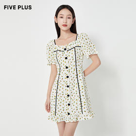FIVE PLUS2022新款女夏装小清新碎花连衣裙泡泡袖荷叶边法式裙子2WA2080510