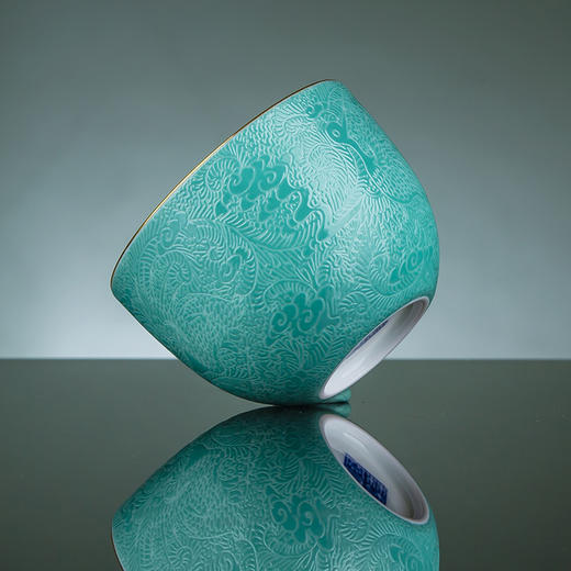 【宝瓷林】红地/绿地扒花云鹤大罗汉杯 商品图2