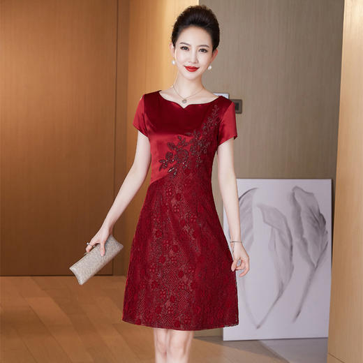 LC-2158新款夏装旗袍复古改良装连衣裙喜婆婆婚宴高贵礼服 商品图0