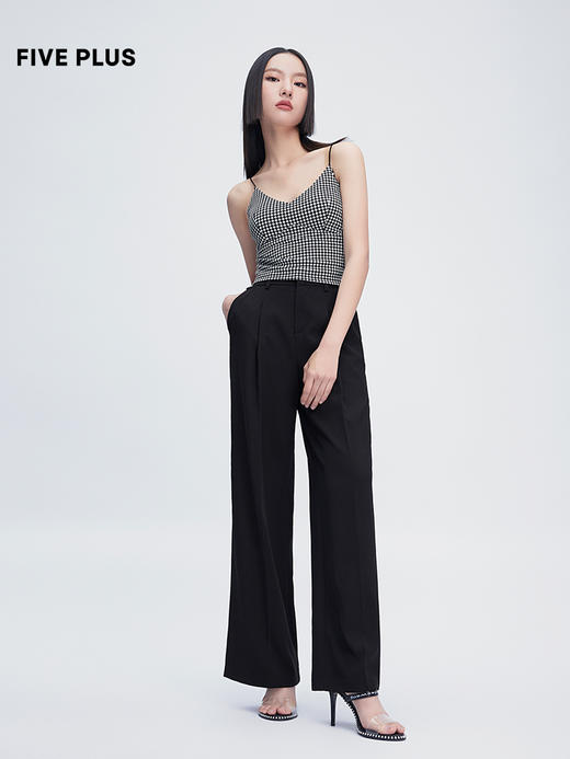 FIVE PLUS2022新款女夏装复古格纹针织背心女修身内搭小众吊带衫2WN2014370 商品图5