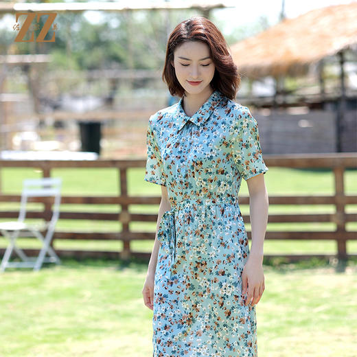 佐尔美2022夏季新款 桑蚕丝真丝弹力缎连衣裙女E12LS90 商品图1