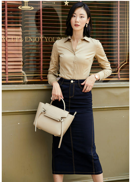 “君如淡菊”J3130002C颈袖添香修身气质正装衬衣复古港味连体衬衫女士J3130002C（四季可穿） 商品图2