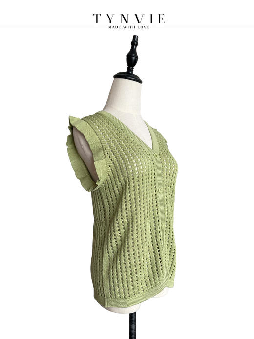 TYNVIE 镂空钩花针织背心-浅绿 商品图1
