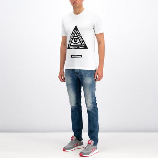 RICHMOND 男士棉质可循环利用标识印花圆领短袖T恤 白色 RMP19222TS WHITE 商品图3