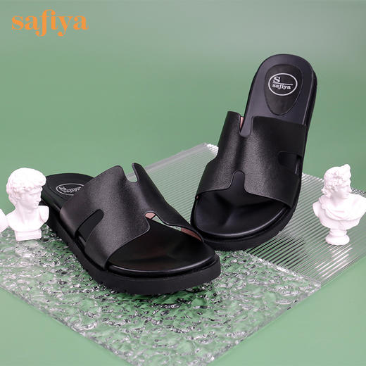 商场同款| 索菲娅新款H带纯色牛皮外出舒适底拖鞋2022凉拖SF22110160 商品图3