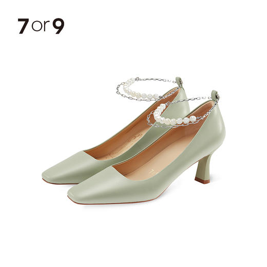 银色方形缀珠脚背链 商品图3