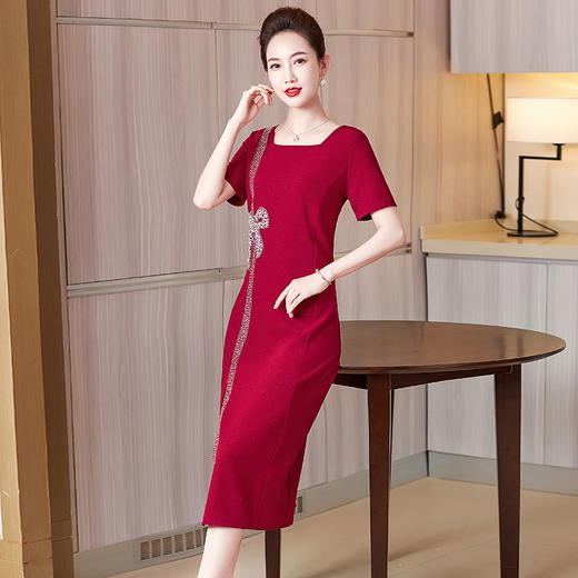 LC-2240新款连衣裙旗袍改良版喜婆婆婚宴礼服中长款连衣裙夏 商品图3