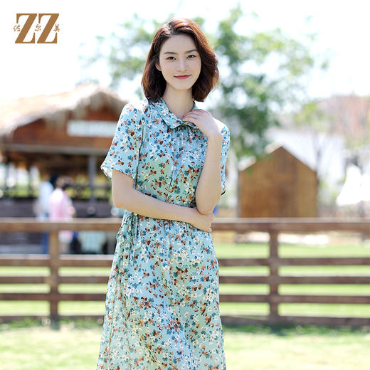 佐尔美2022夏季新款 桑蚕丝真丝弹力缎连衣裙女E12LS90 商品图0
