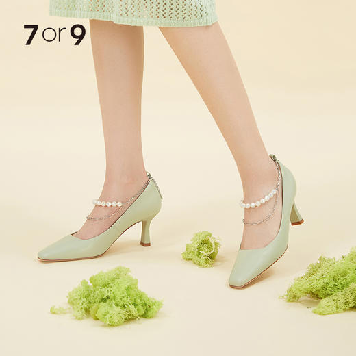 银色方形缀珠脚背链 商品图1
