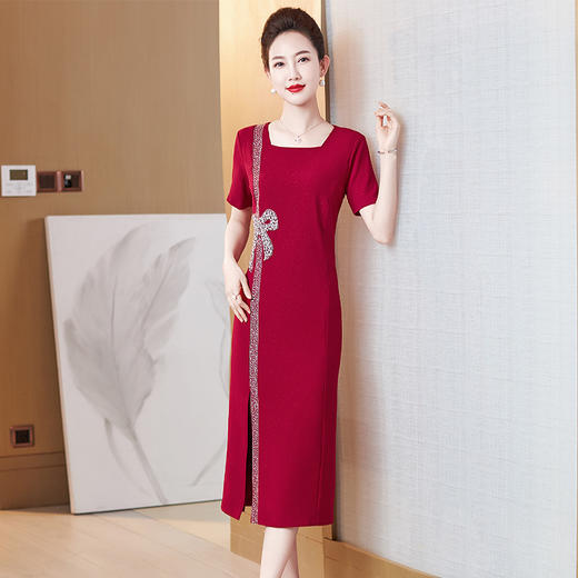 LC-2240新款连衣裙旗袍改良版喜婆婆婚宴礼服中长款连衣裙夏 商品图4