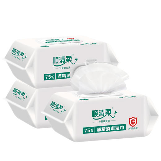 顺清柔80片75％酒精消毒湿巾 单包 商品图0