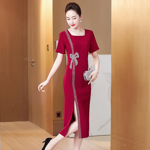 LC-2240新款连衣裙旗袍改良版喜婆婆婚宴礼服中长款连衣裙夏 商品图1