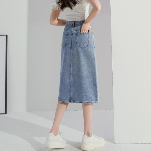 【包臀短裙高腰】高腰复古开叉牛仔裙 百搭显瘦牛仔裙a字半身裙子 开叉显腿长  商品图4