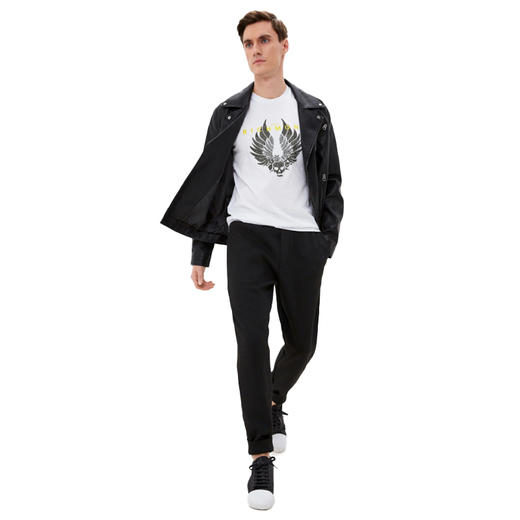 RICHMOND 男士棉质镶钻骷髅翅膀圆领短袖T恤 白色 RMP19224TS WHITE 商品图3