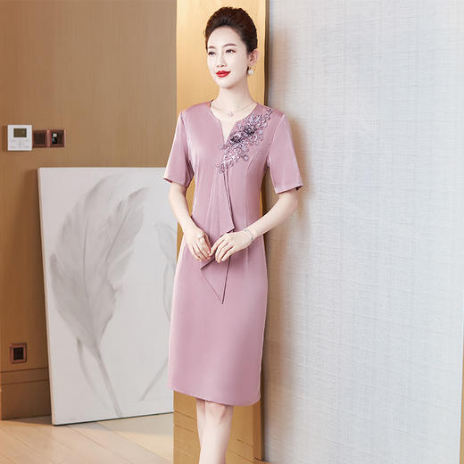 LC-2239夏装新款装连衣裙婚宴喜婆婆高贵优雅刺绣礼服连衣裙夏 商品图2