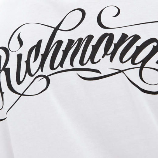 RICHMOND 男士棉质黑色字母印花圆领短袖T恤 白色 RMP19058TS WHITE BLACK 商品图3